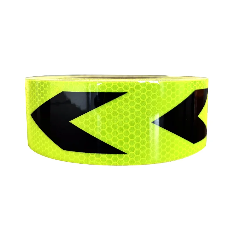 Fluorescent Yellow Green Arrow Micro Prismatic Truck Reflective Sticker Reflector Tape for Hazard Safety Warning