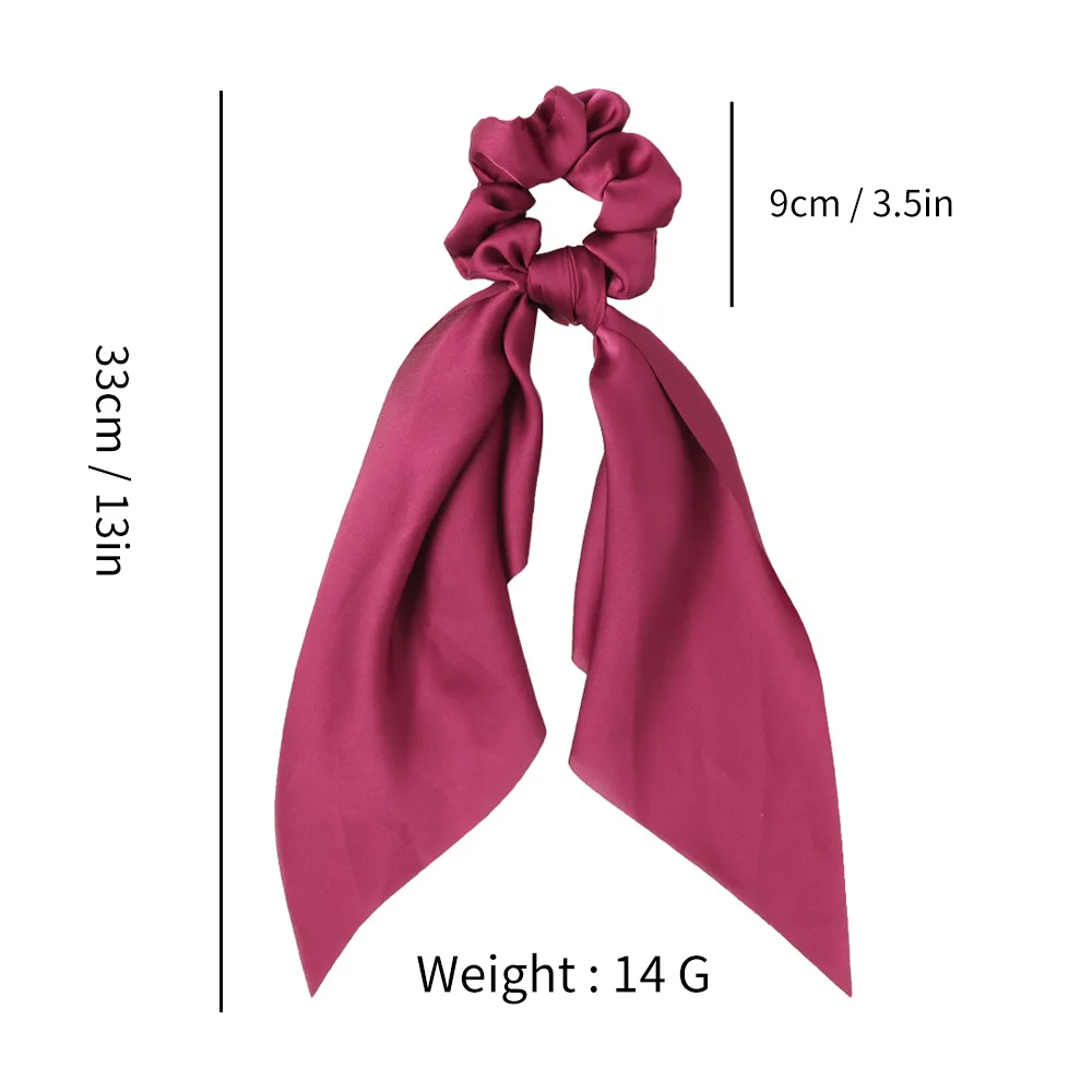 Wholesale New Style Hair Accessories Pure Color Long Ribbon Scarf Elastic Hair Bands For Women Cross Silk Satin Hair Scrunchies