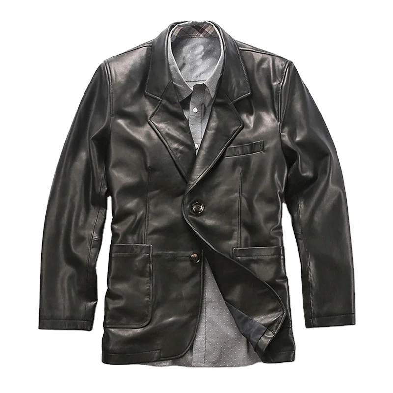 Super Cool Custom Size Men Leather Biker Jacket Suit With Tailored Collar From China
