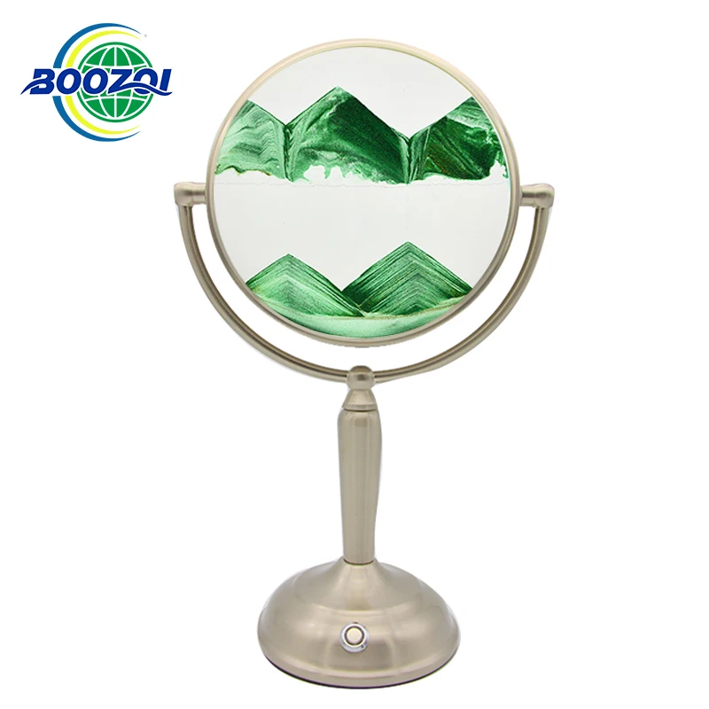 Creative Home Decoration 360 Degree Swivel Desktop Mirror Decoration Drift Sand LED Lighted Makeup Mirror