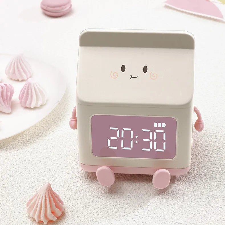 Kawaii Smart Control LED Alarm Clock for Kids USB-Powered ABS Material Sleep Training Device for Boys & Girls for Desktop Use