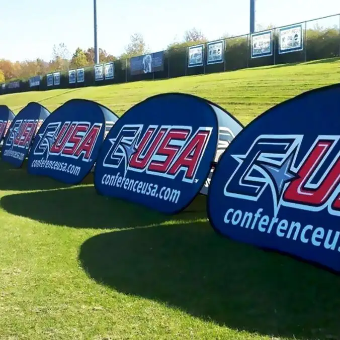 Выставочная наружная Торговая выставка рекламная реклама для гольфа спортивное мероприятие индивидуальная печать складные горизонтальные выдвижные баннеры