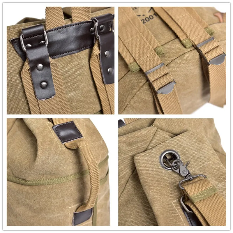 Multifunctional military solid color men sports travel duffle bags outdoor tactical rucksack Drawstring canvas backpack
