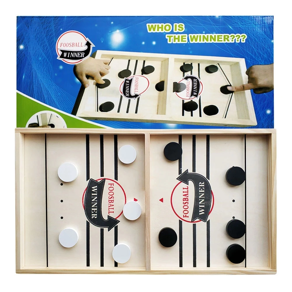 Wooden Fast Hockey Sling Puck Play Paced Football Winner Fun Party Games Interactive Toys for Children Family Table Board Game