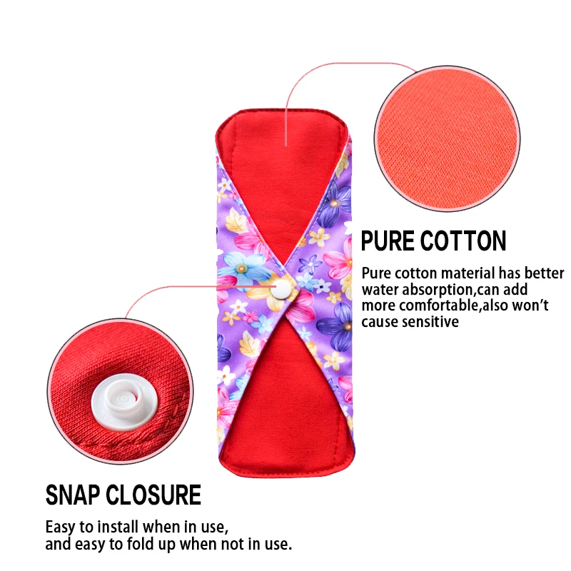 Organic Cotton Sanitary Napkin Reusable and Washable Menstrual Pads Sanitary Pad