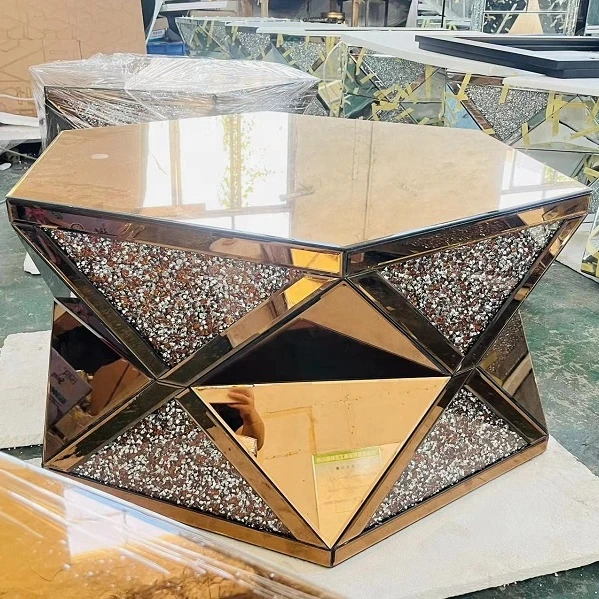Modern Rose Gold End Table Diamond Tea Coffee Table Living Room Home School Apartment Warehouse Villa Panel