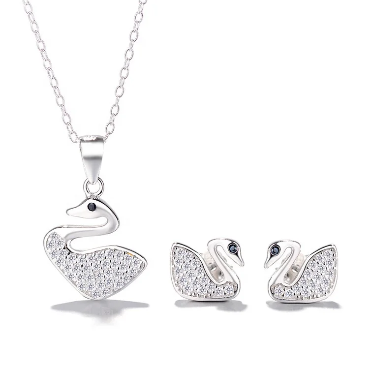 Latest Design 925 Sterling Silver Five Star Jewelry Set Earrings and Necklace Set for Kids