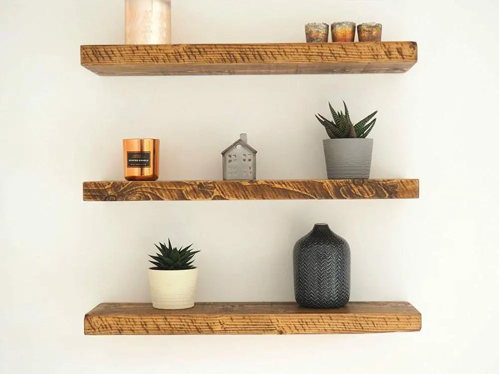 
pine wood floating shelves decoration wall shelf for living room 
