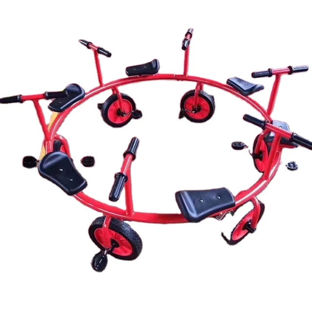 Factory manufacturing kindergarten multi-person tricycle 8 seats cheap price kids toy car for sale