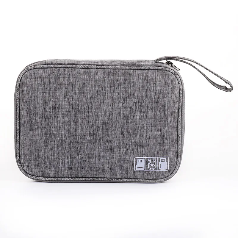 In stock double layers portable digital USB charger cord cable organizer bag travel electronics gadget SD card storage pouch