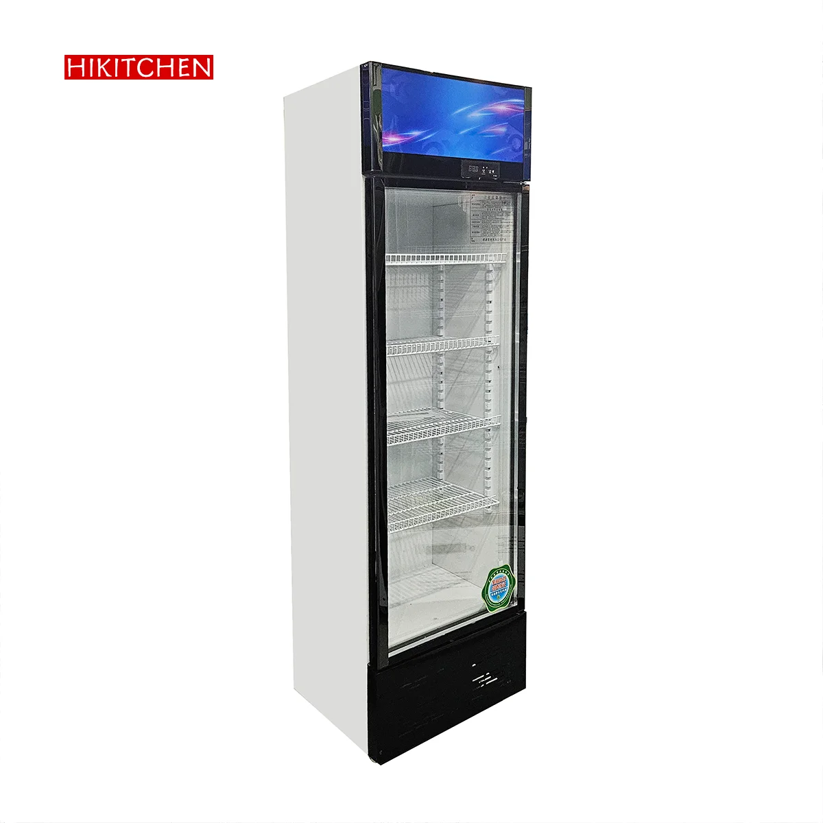 300 Liters 1 Door Titanium Commercial Display Beverage Chiller cola beer Visicooler Refrigerator With Defog  Glass