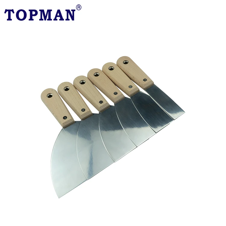 Topman 4 Inch Stainless Steel Scraper With Beech Wood Handle Wall Scraper Putty Knife