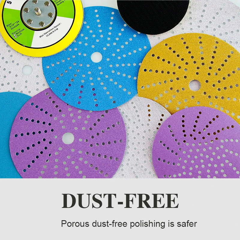 Шлифовальный диск 5 дюймов Фиолетовый Круглый абразивный наждачный 180 грит водонепроницаемый керамический 150 мм шлифовальный PSA на липучке для