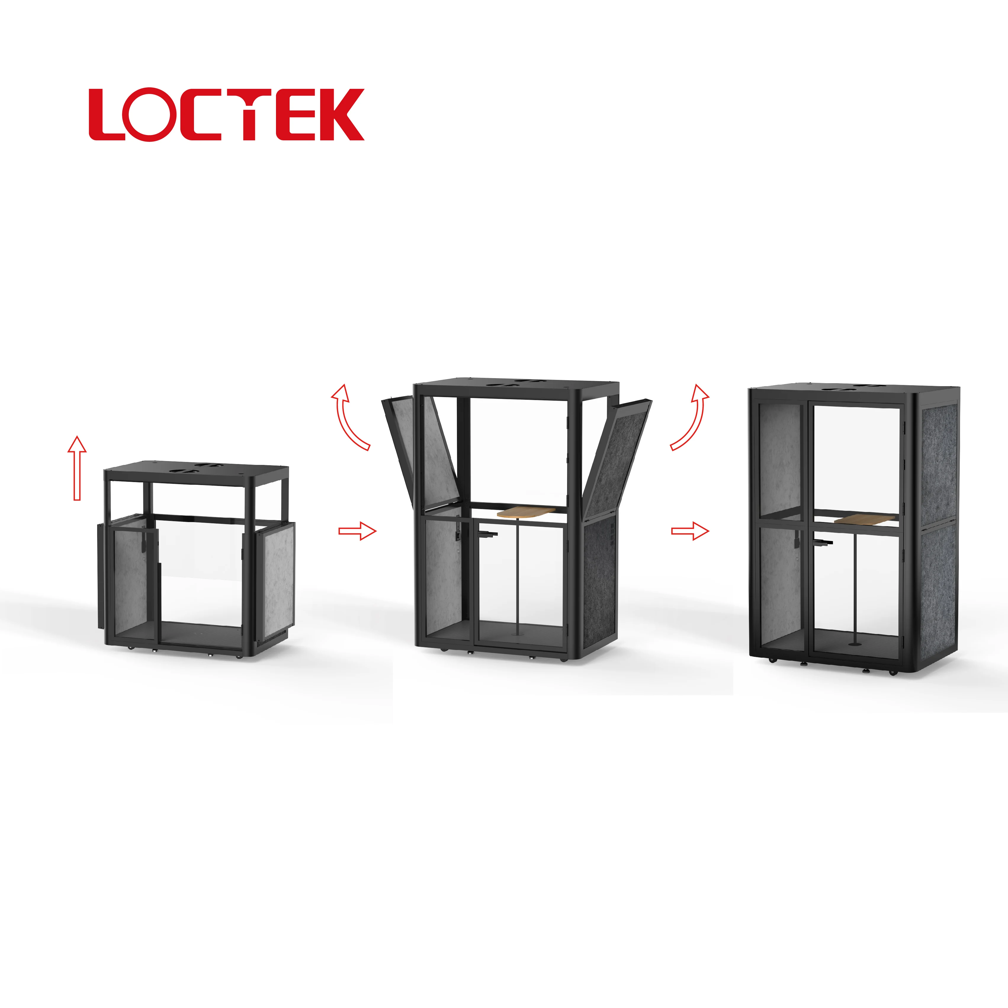 Loctek EPD201 Quick Installation Office Meeting Pod 2 Person Acoustics Soundproof Phone Booth for Open Office Height adjustable