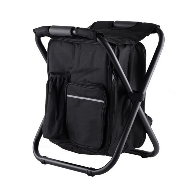 Folding Fishing Stool Ice Pack Backpack Multifunctional Drinks Beverage Insulation Portable Camping Beach Chair With Cooler Bag