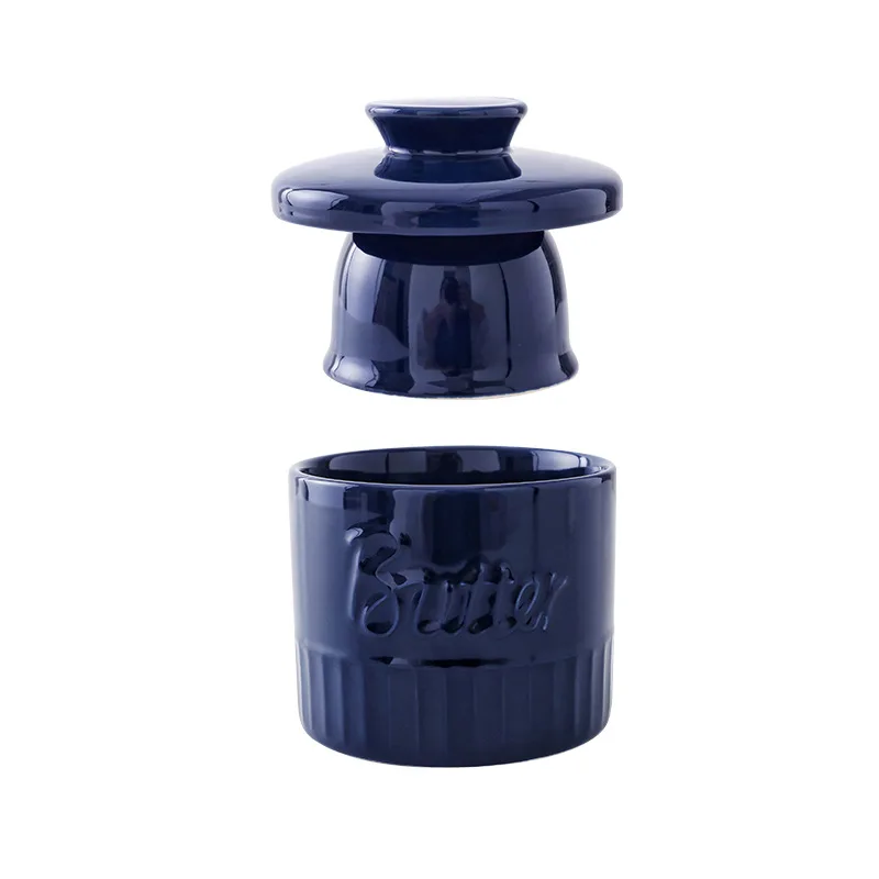 Porcelain Butter Keeper Crock French Colorful Butter Dish Ceramic Bell Shape Dish Butter With Lid