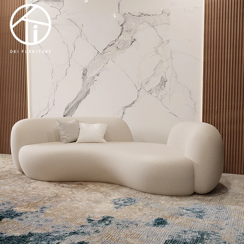 Modern Custom Elegant White Boucle Soft Couch 3 Seat Sofas For Living Room for home luxury Sofa Set