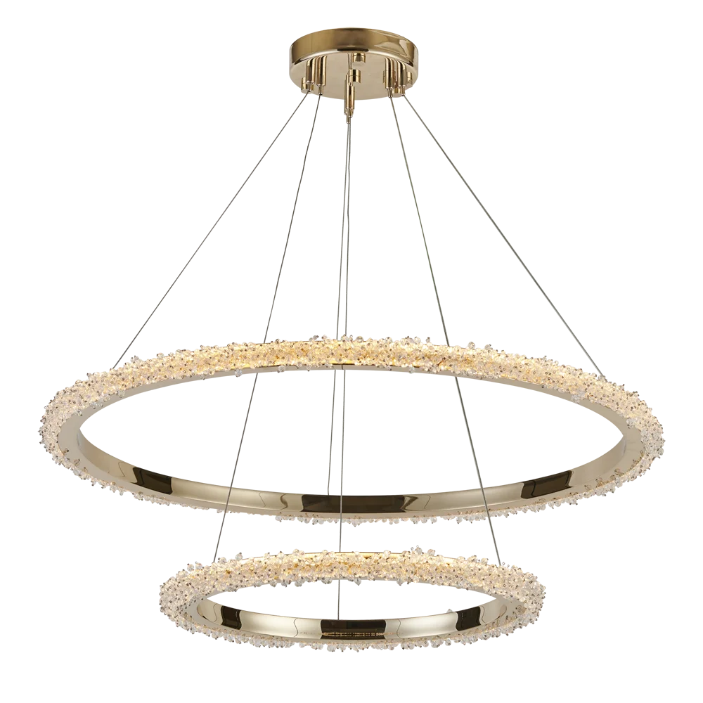 2022 новая дизайнерская Золотая Хрустальная двойная круглая светодиодная Хрустальная вилла подвесные светильники Роскошная Современная Золотая люстра