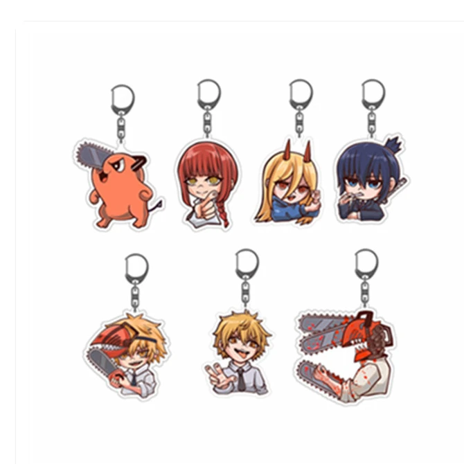 7 Styles Chainsaw Man Light Keychain Anime Game Keyring Men Cartoon Pendant Keyring Cute Jewelry Acrylic Key Chain