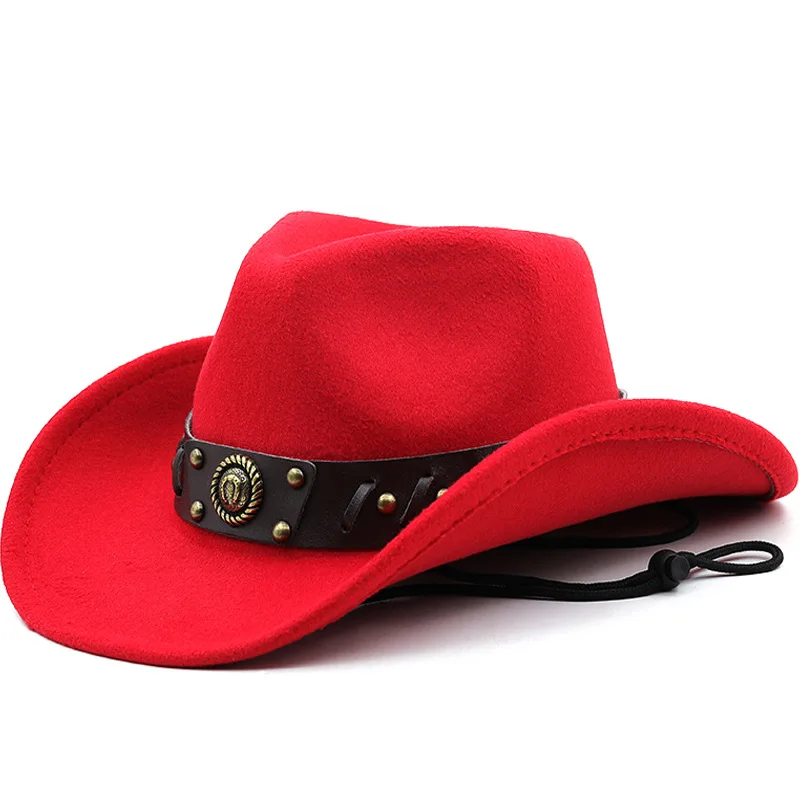 Hot selling western cowboy woolen jazz hat men and women ethnic style autumn and winter felt hat big brim hat