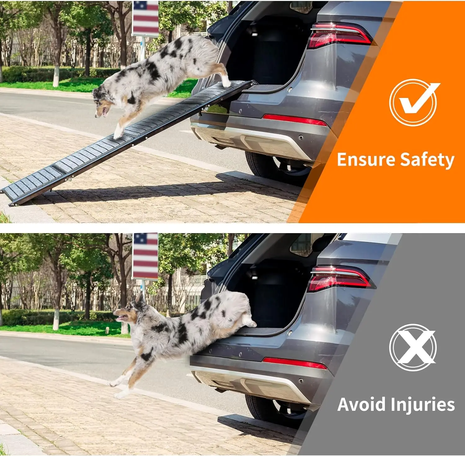 CANBO Portable Collapsible Dog Step Ramp High Load Bearing Aluminum Pet Dog Ramp Ladder with Felt Non-Slip Surface