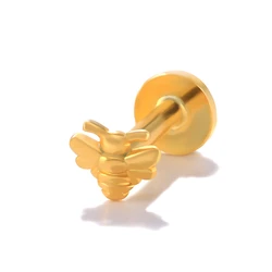QLEESI 2022 Small Bee Labret Piercing Internal Thread 925 Silver Body Jewelry 16G Wholesale Earrings