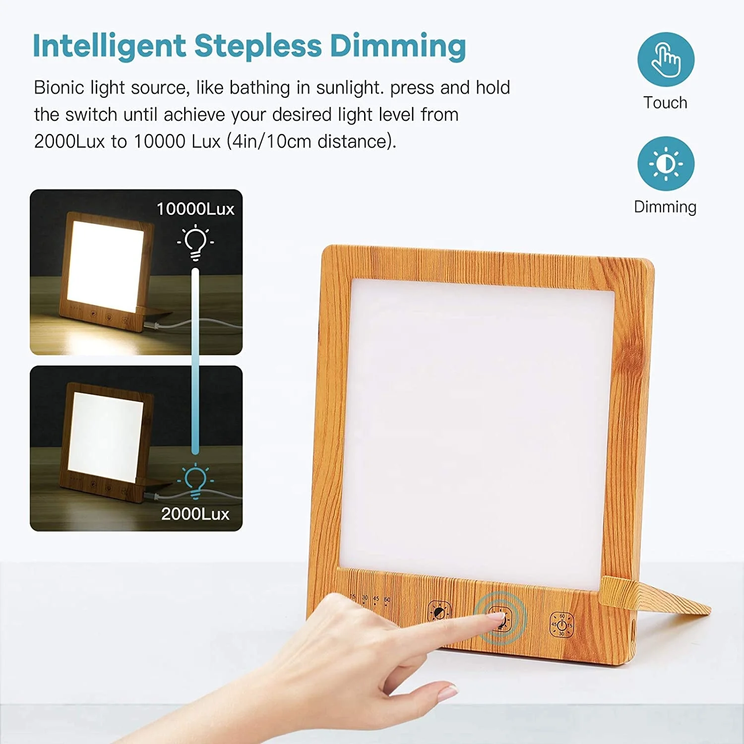  Light therapy lamp 10000Lux SAD LED light for the effective treatment of seasonal affective disorder with timer