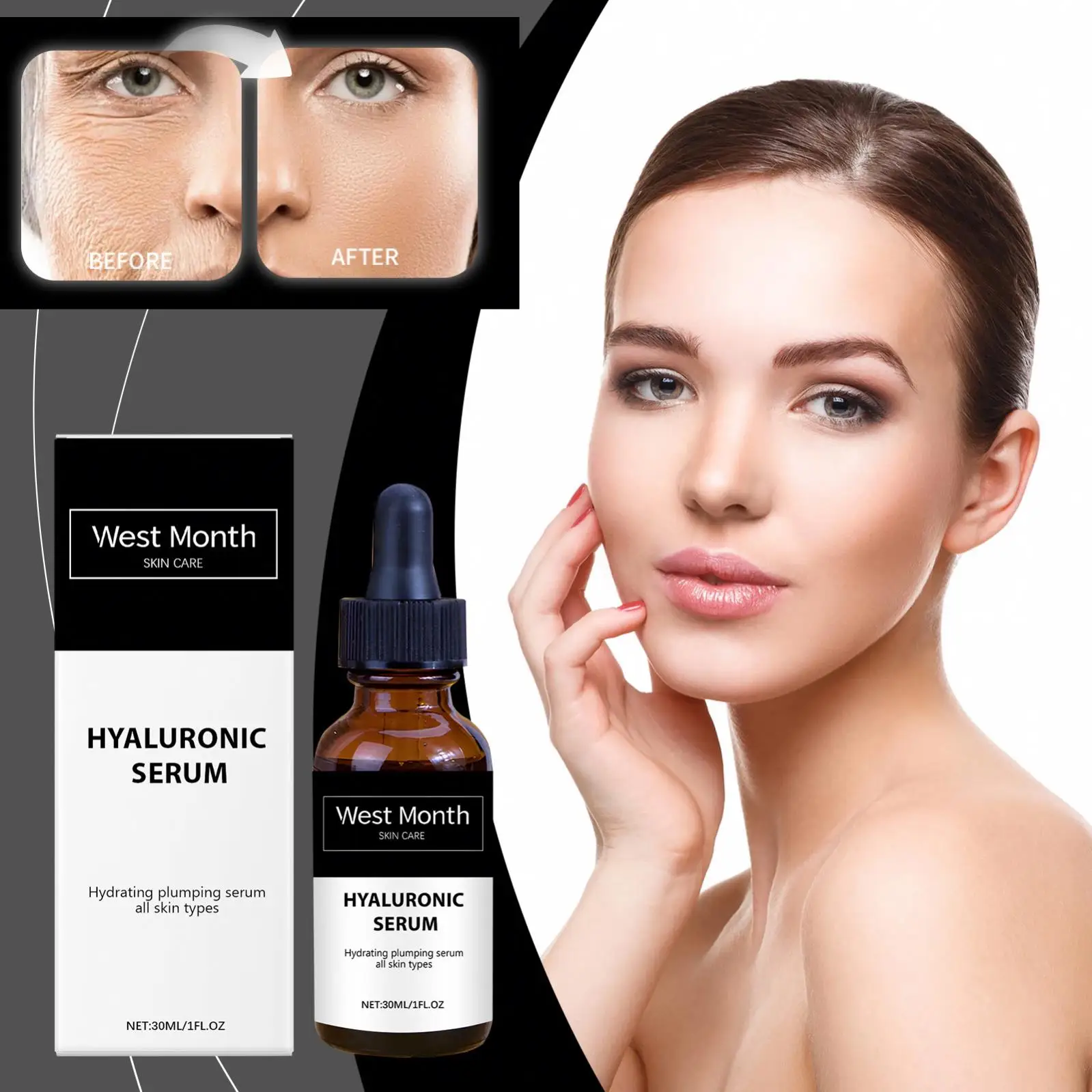 West Month Hyaluronic Acid Wrinkle Essence To Fade Fine Lines Deep Moisturizing Long-Term Moisturizing To Improve Skin Tone