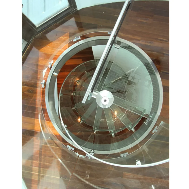 Household Luxury Duplex Curved Stairs Indoor Attic Staircase Solid Wood Steps With Central Support Column Spiral Stair case