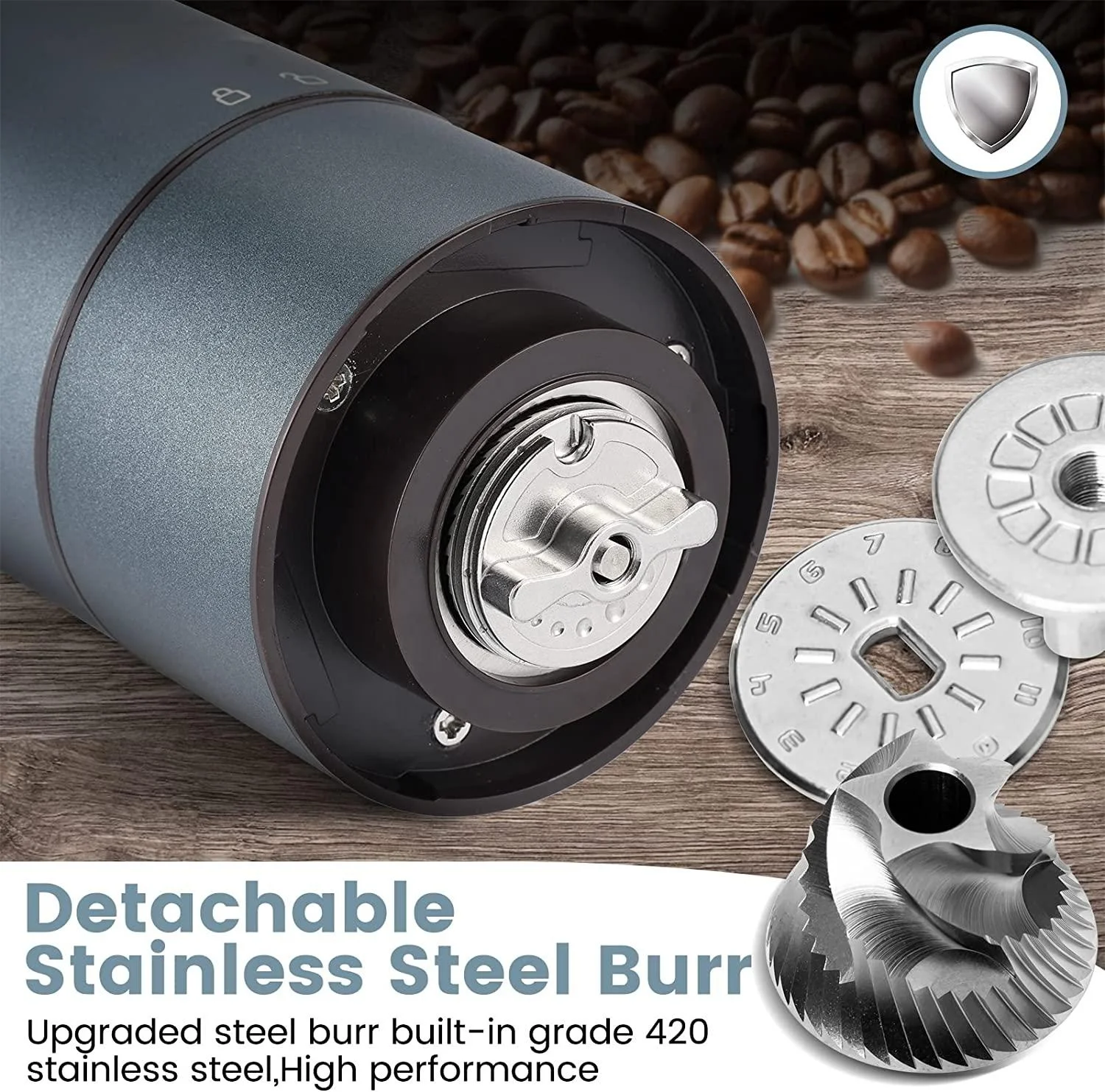 Stainless Steel Burr Small Automatic  Coffee Bean Grinder USB Rechargeable Portable Coffee Grinder for Espresso