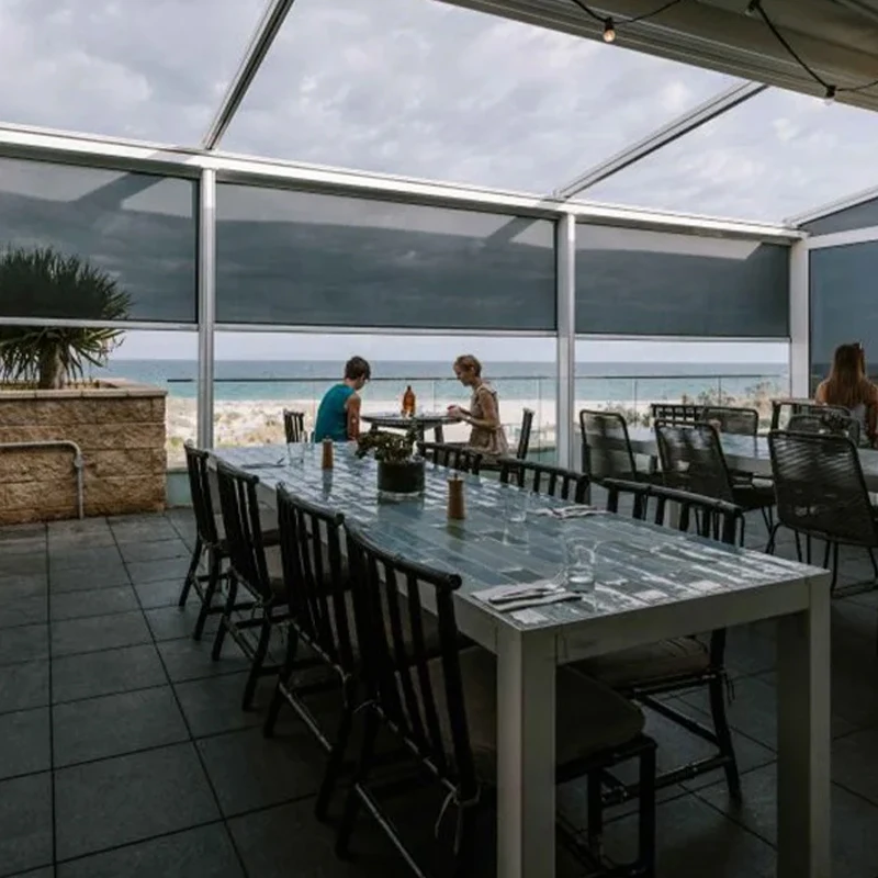 Wholesale stores waterproof pergola Motorized zip track roller blinds roll up screen outdoor blinds for rain prevention