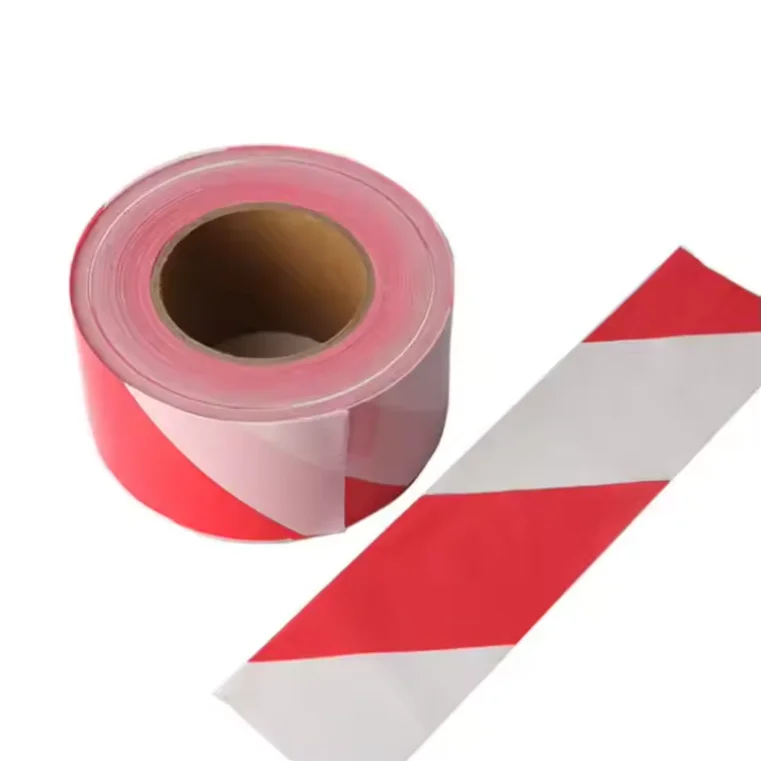 Red And White Non Adhesive Marking Warning Tape Rolls Danger Hazard PE Barrier Caution Warning Tape