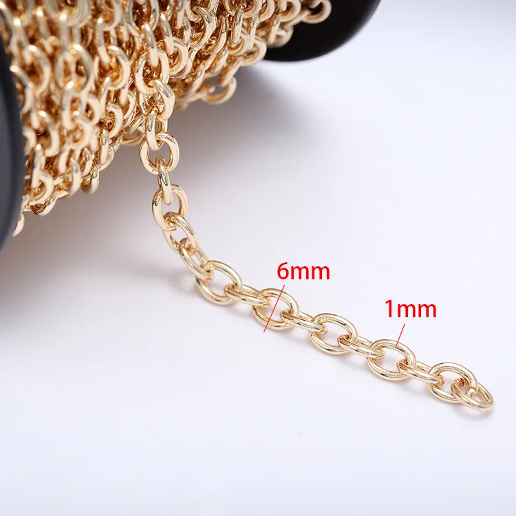 NANA high quality 14k italian gold plated chain,6x8mm big size oval brass gold chain