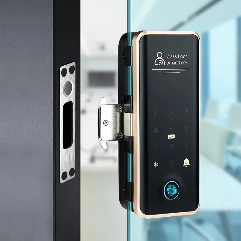 Hot Sale Digital Glass Door Lock Office/Train TTlock Remote Control Biometric Fingerprint Password Card Smart Glass Door Lock