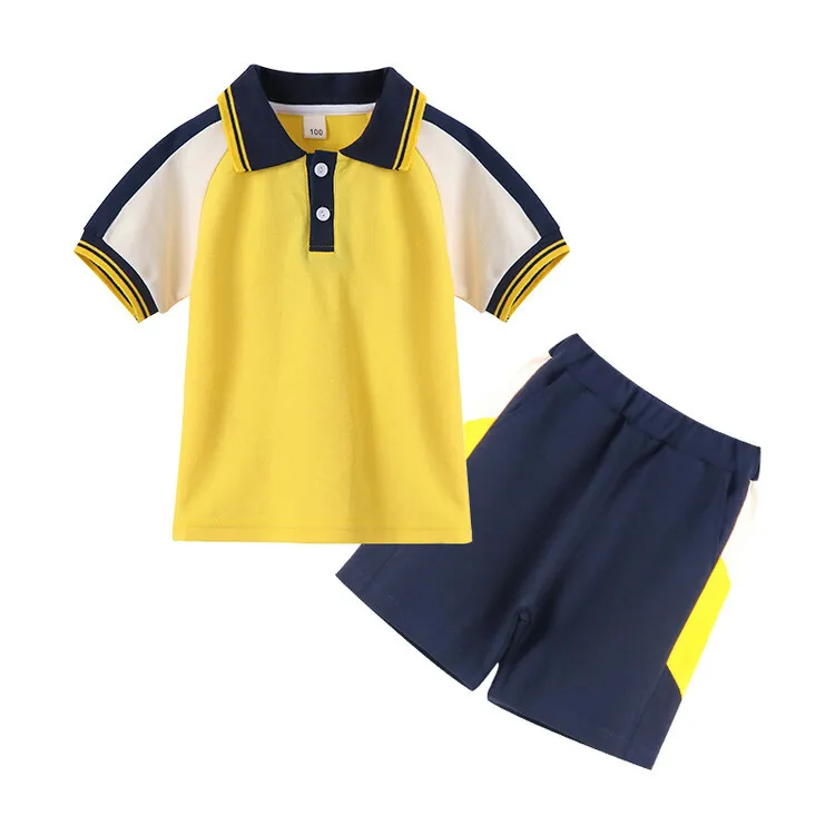 Летняя форма для детского сада с короткими рукавами летняя школьная начальной школы желтые костюмы выпускных выступлений