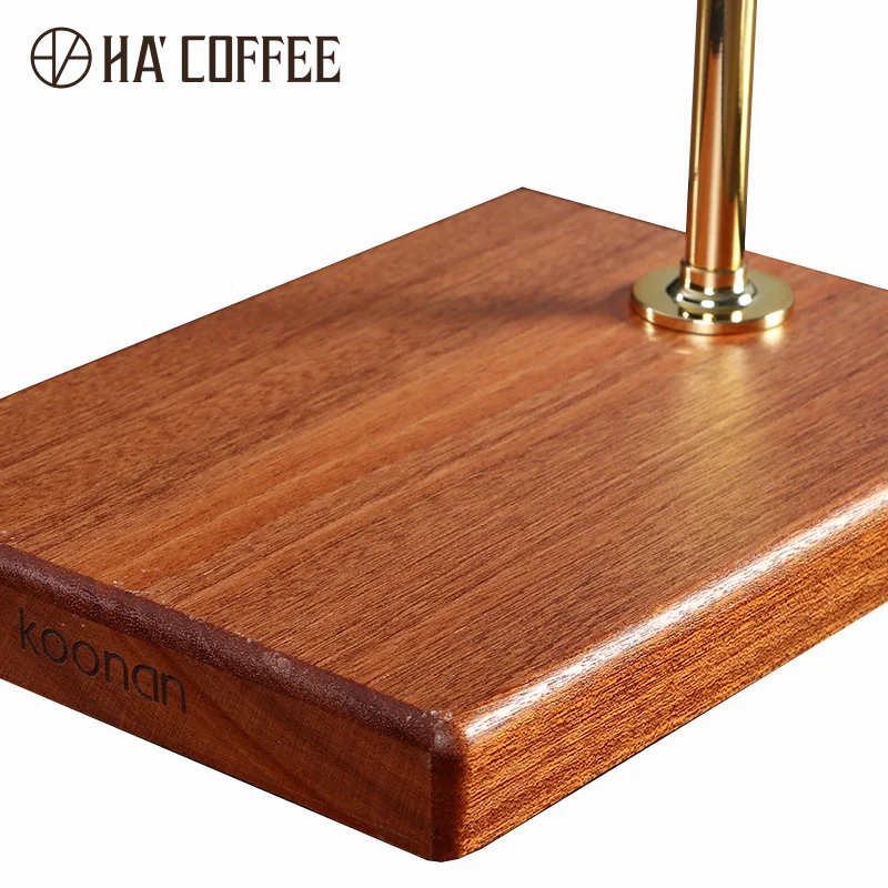 Hand Coffee Filter Holder Adjustable Stainless Steel Pour Over Coffee Dripper Stand With Solid Wood Base