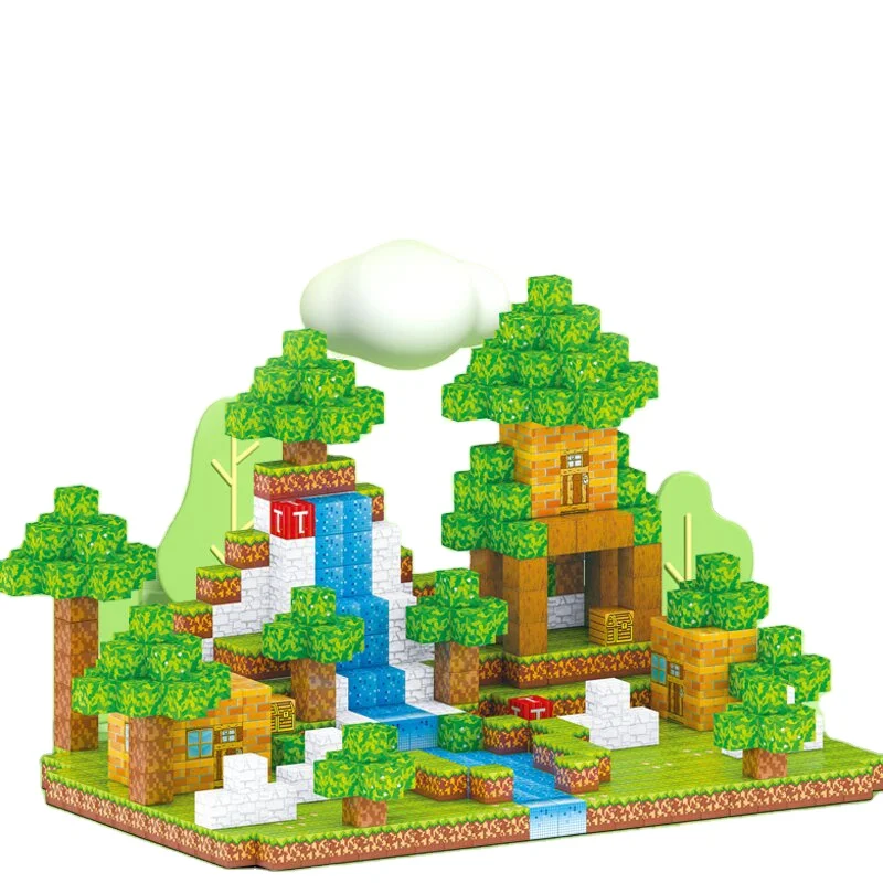 New 54 pcs Princess Castle STEM Sensory Kids Games Toys for Toddler  Hamlet Magnetic Blocks-Build Mine Magnet World Forest Toys