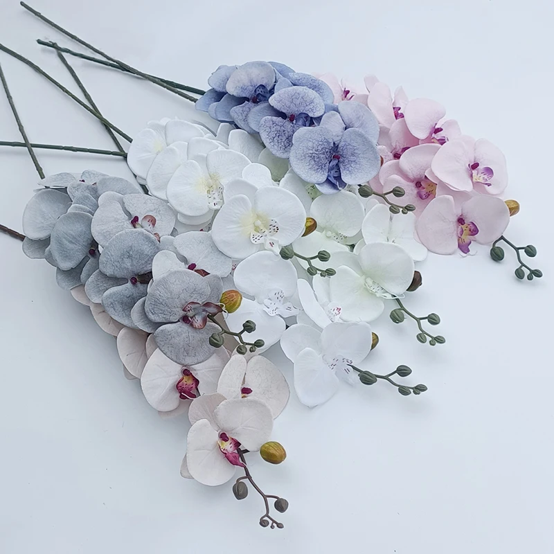 Artificial Bouquet High Quality 8 Heads Vintage Silk Butterfly Orchid Flower Party Bridal Wedding