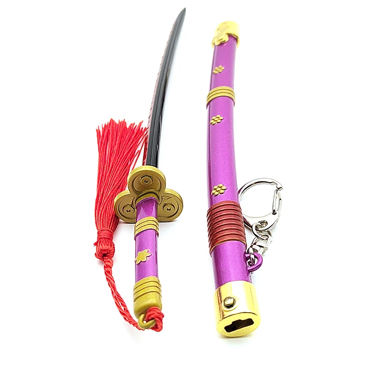 Wholesale Custom Sword Keychain Metal Purple Mini Magic Sword Key chain From Manufacture  anime sword keychain