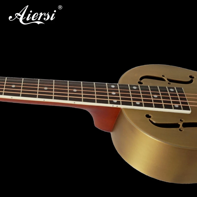China Aiersi Brand Red Cupper Rust Style O Brass Body Blues Slide Resonator guitar High quality