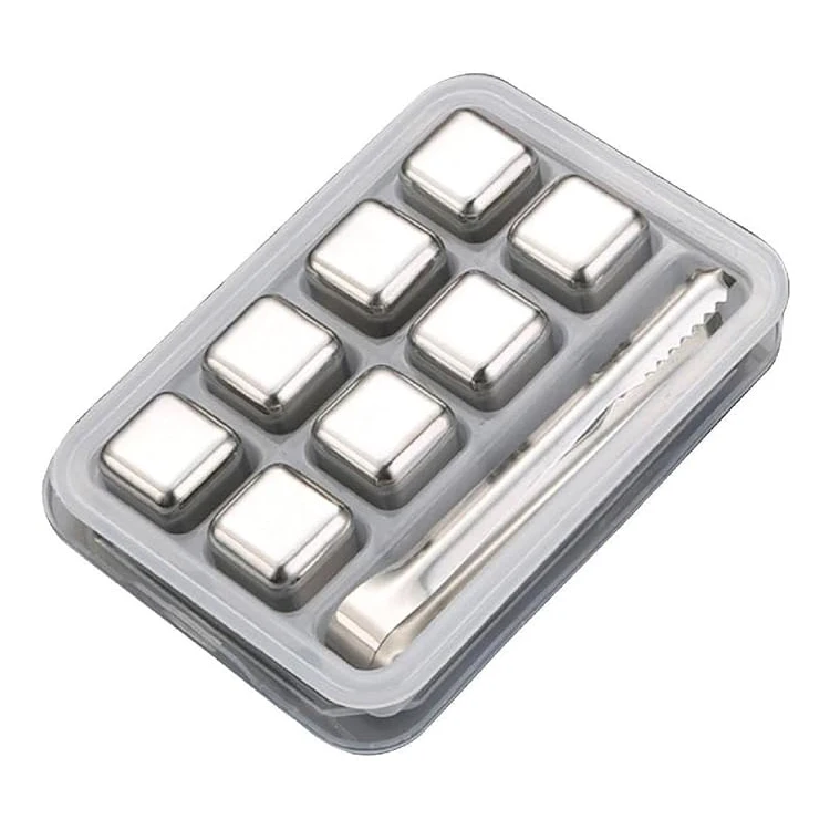 Bar Barware Cooling Ice Grains Reusable Ice Cubes Metal 304 Stainless Steel Bullet Ice Cube Set for Wine whiskey