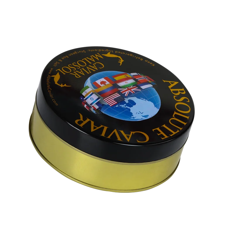 Custom Printed Food Grade Tinplate Metal Can Good Seal Caviar Packaging Box