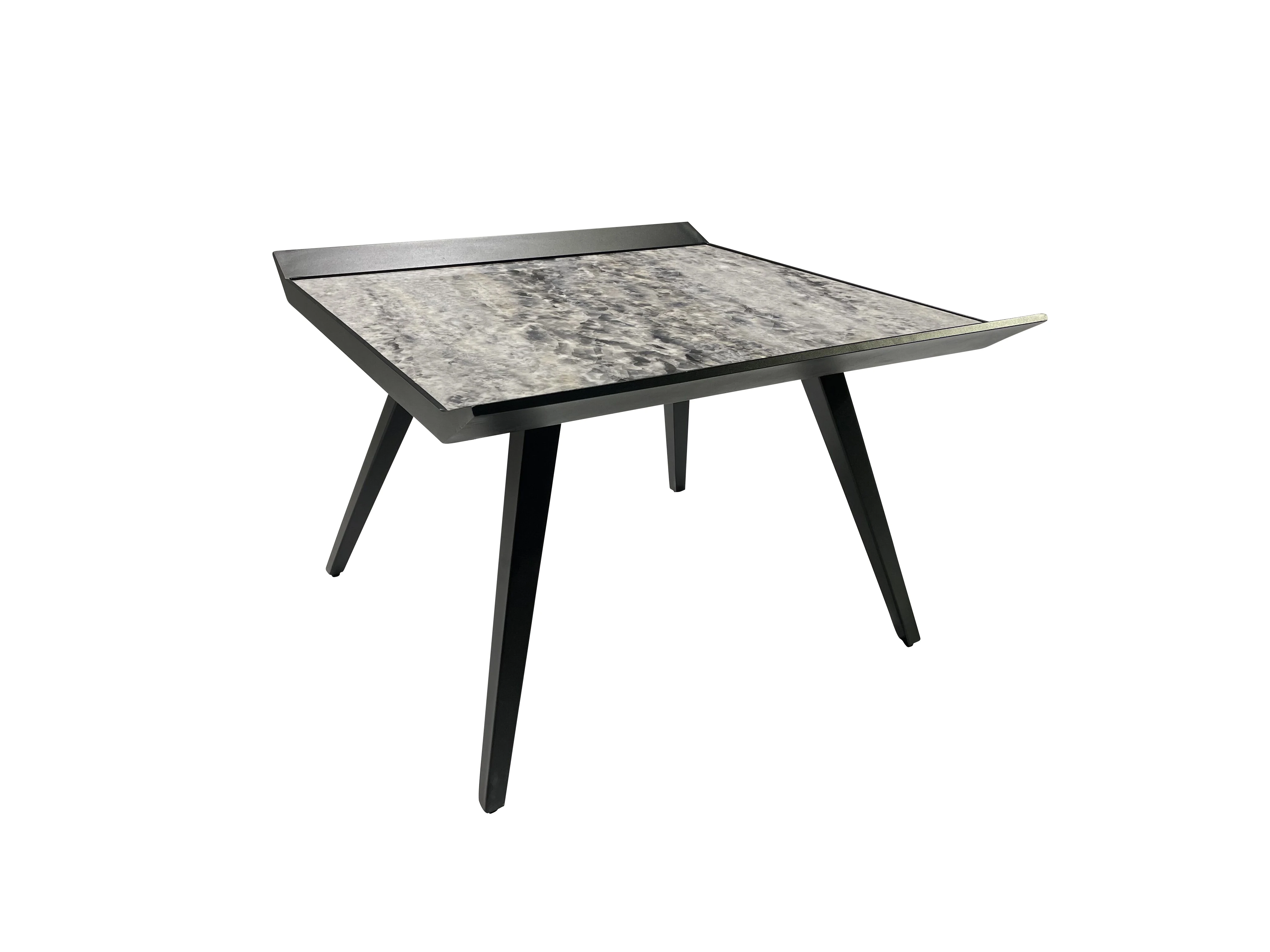 Modern Design Cheap Dining Room Furniture Top Black Dining Table 6 Seats Dining Room Table Set Table Metal Legs Glass Style Type