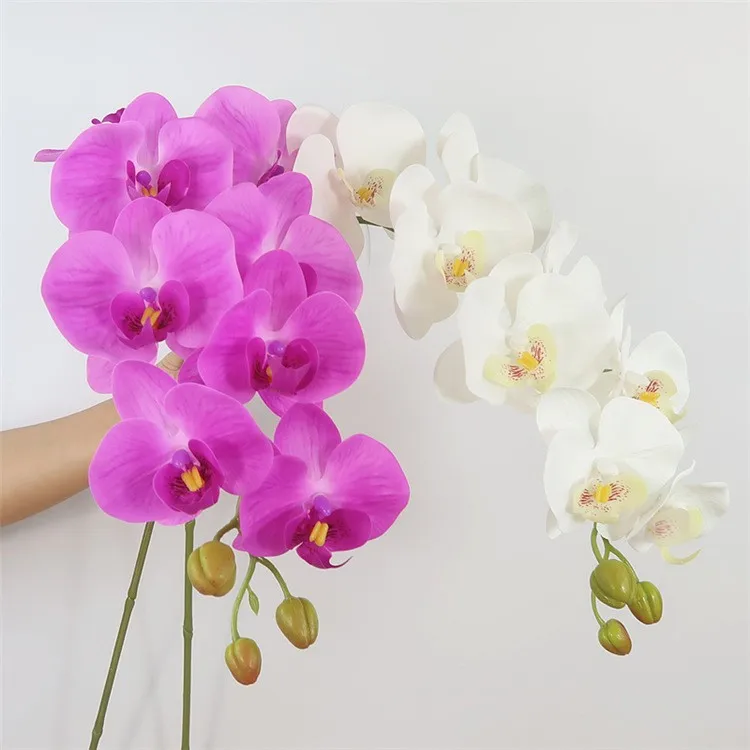 9 Heads 7 Heads 5 Heads Faux Wholesale Quality Real Touch Latex White Butterfly Orchids Artificial Flowers Real Touch
