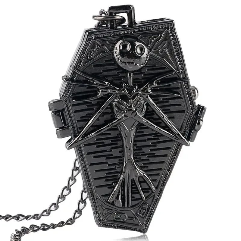 Halloween Gift Jack Skellington Necklace Pendant Retro Gothic Tim Burton The Nightmare Before Christmas Pocket Watch for Men Kid