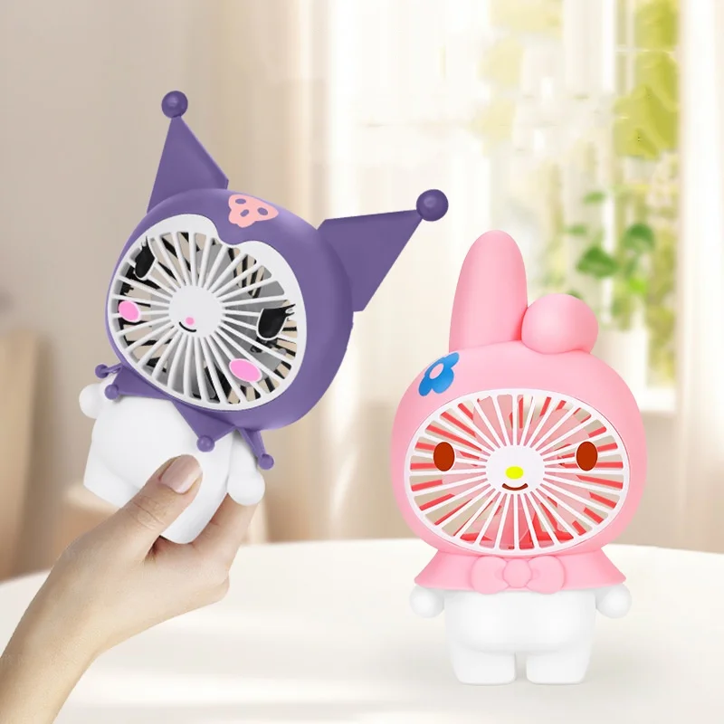 Sanriio Cinnamoroll Kuromi My melody Cartoon Portable Handheld Personal USB Rechargeable Fan 3 Speed Wind table Cute Design