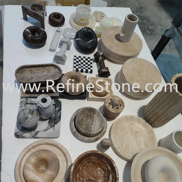 Luxury Natural travertine and onyx mixed color marble ashtray