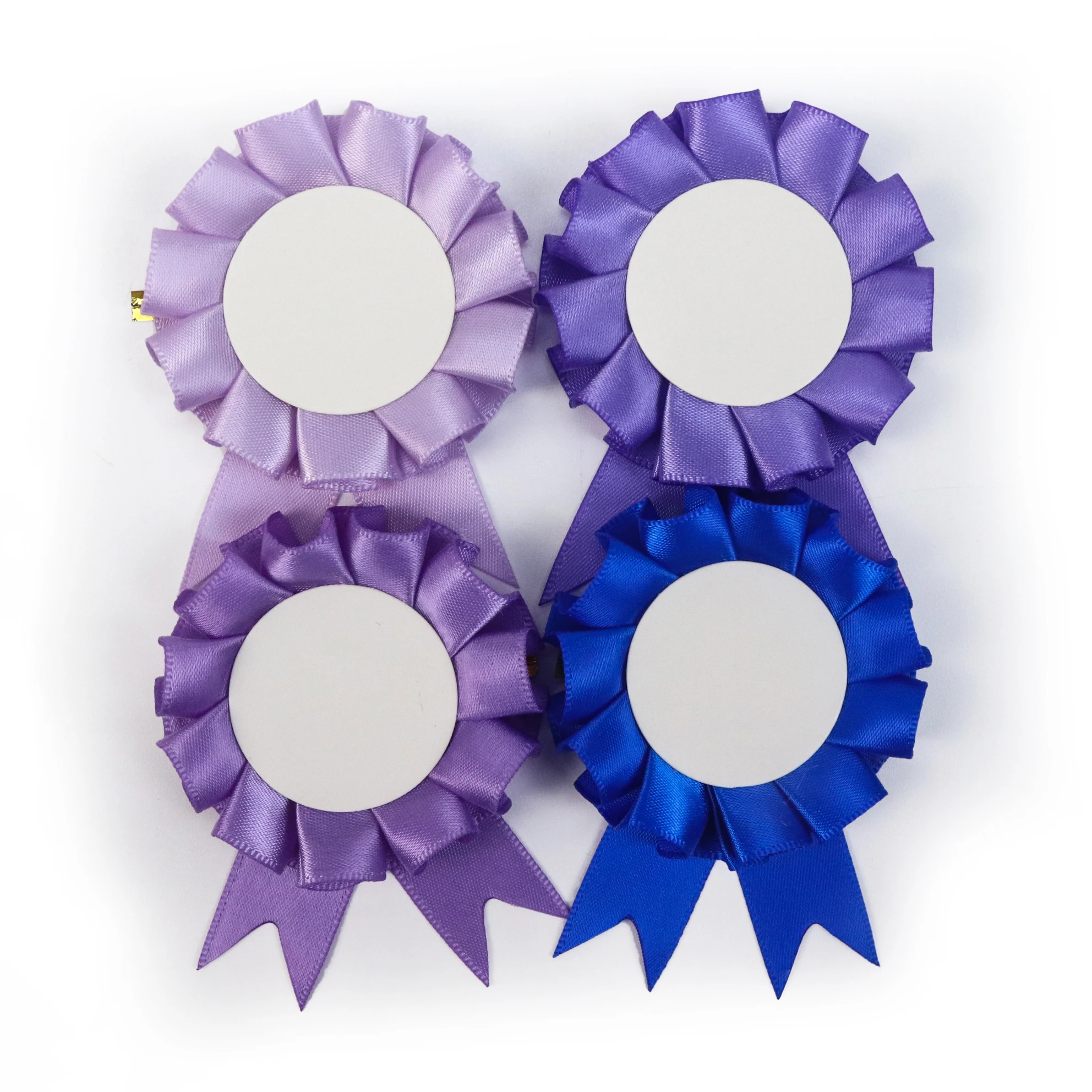 pleated satin award ribbon with button badge pin grosgrain rosette ribbon for decoration