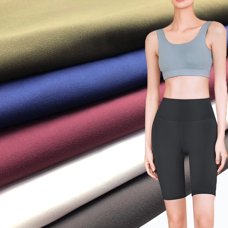 micro double side 4 way stretch  brush matte spandex32% polyester68% fabric for leggings yoga sportswear