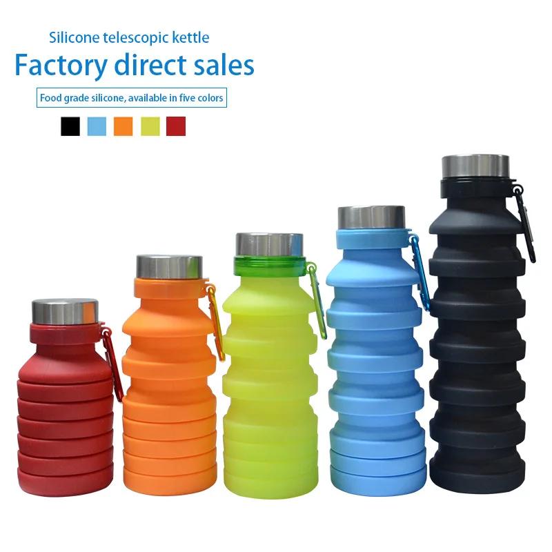 550ml creative silicone folding water bottle running fitness portable water cup outdoor sports water cup